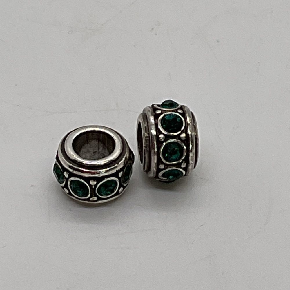 Brighton Glam Spacer Beads with Green Crystals